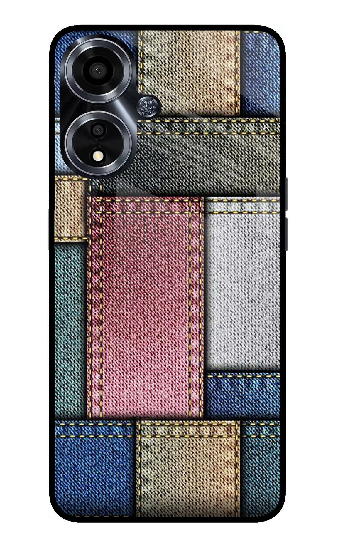 Multicolor Jeans Oppo A59 5G Glass Case Back Cover by Casekaro