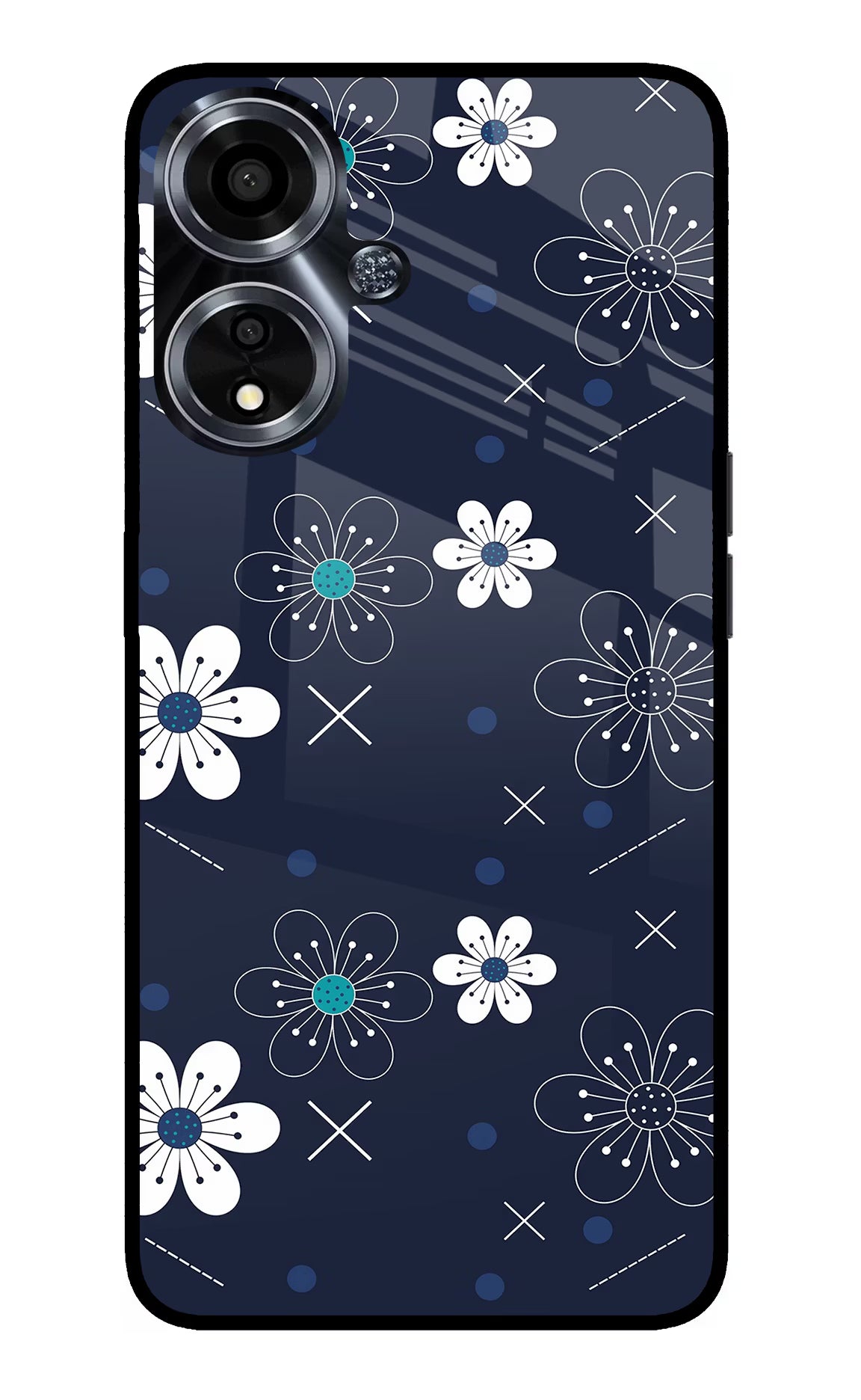 Flowers Oppo A59 5G Glass Case Back Cover by Casekaro
