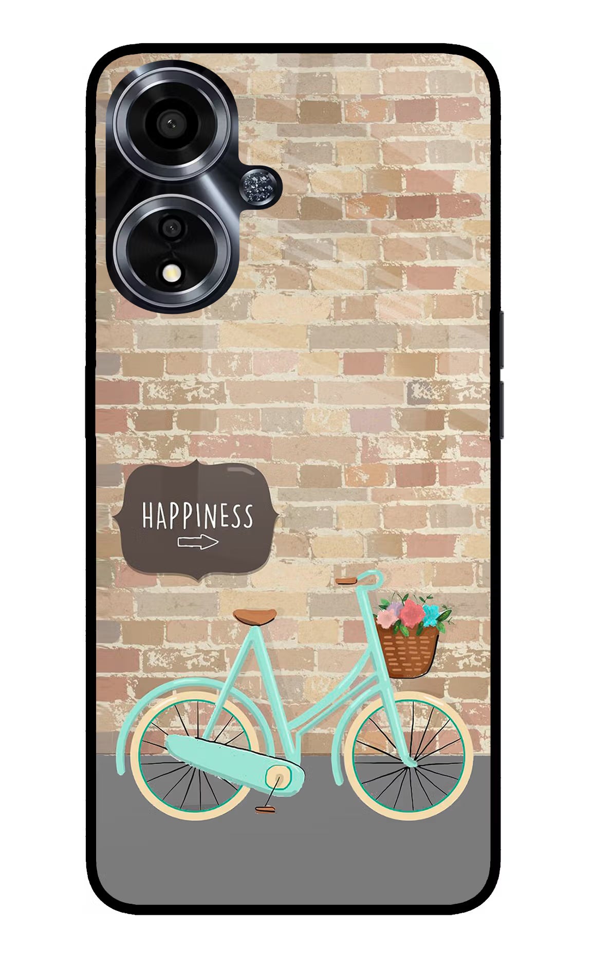 Happiness Artwork Oppo A59 5G Glass Case Back Cover by Casekaro