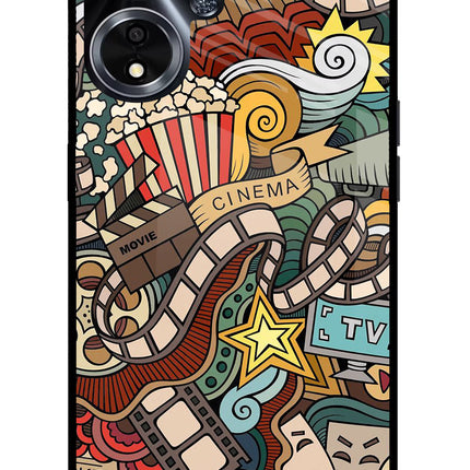 Cinema Abstract Oppo A59 5G Glass Case Back Cover by Casekaro
