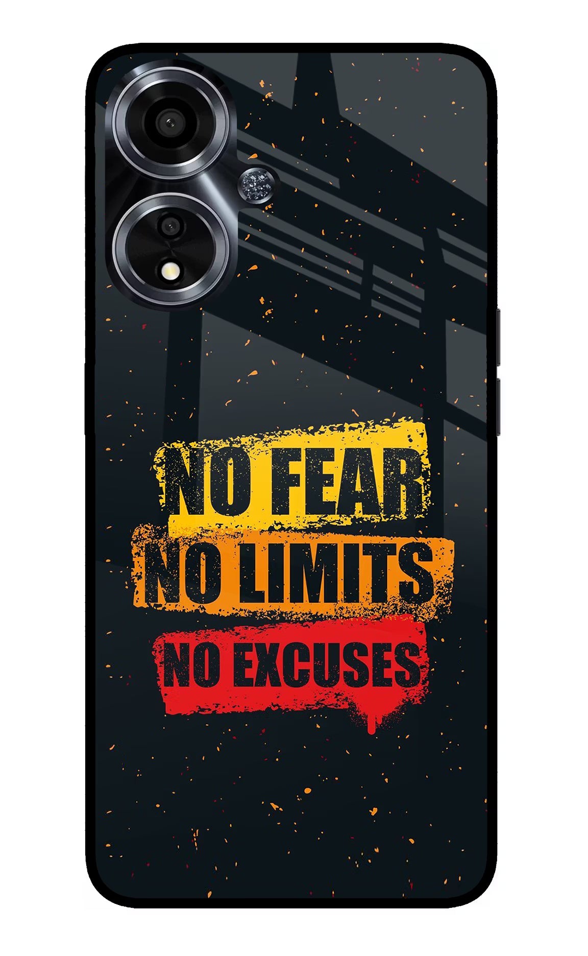No Fear No Limits No Excuse Oppo A59 5G Glass Case Back Cover by Casekaro