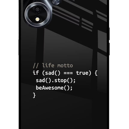 Life Motto Code Oppo A59 5G Glass Case Back Cover by Casekaro