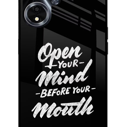 Open Your Mind Before Your Mouth Oppo A59 5G Glass Case Back Cover by Casekaro