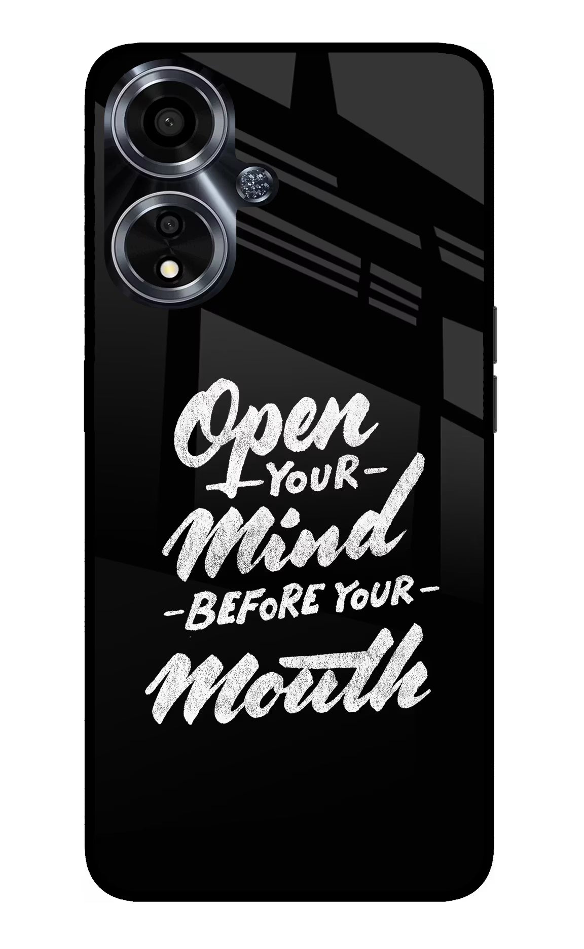 Open Your Mind Before Your Mouth Oppo A59 5G Glass Case Back Cover by Casekaro