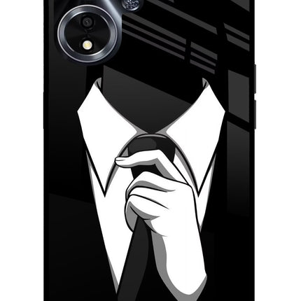 Black Tie Oppo A59 5G Glass Case Back Cover by Casekaro