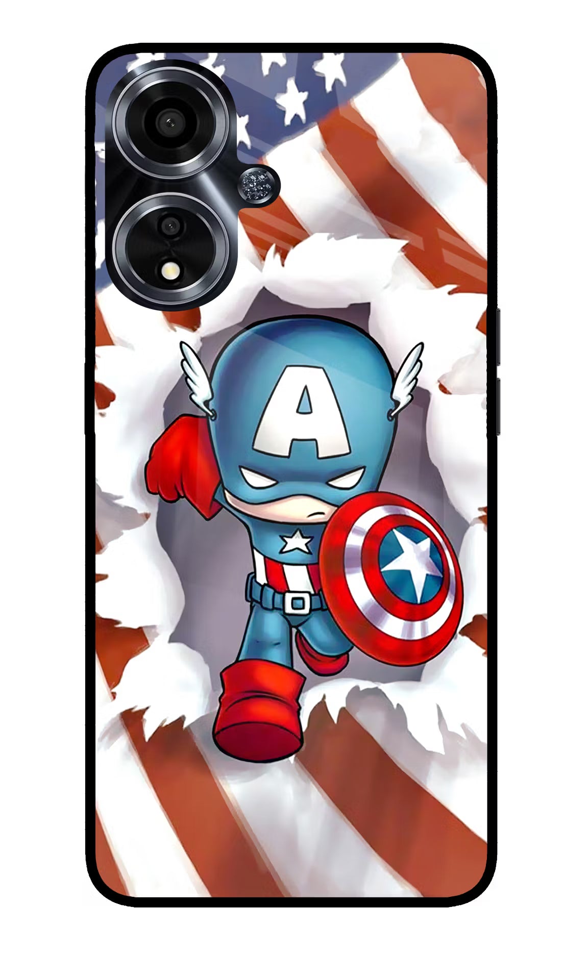 Captain America Oppo A59 5G Glass Case Back Cover by Casekaro