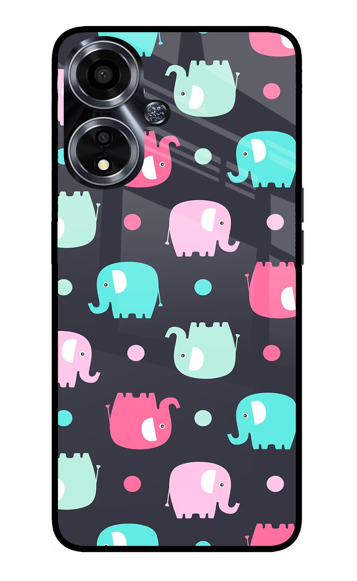Elephants Oppo A59 5G Glass Case Back Cover by Casekaro