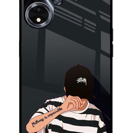 Aesthetic Boy Oppo A59 5G Glass Case Back Cover by Casekaro