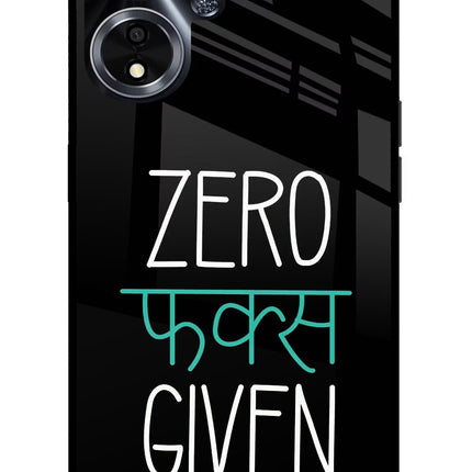 Zero Fucks Given Oppo A59 5G Glass Case Back Cover by Casekaro
