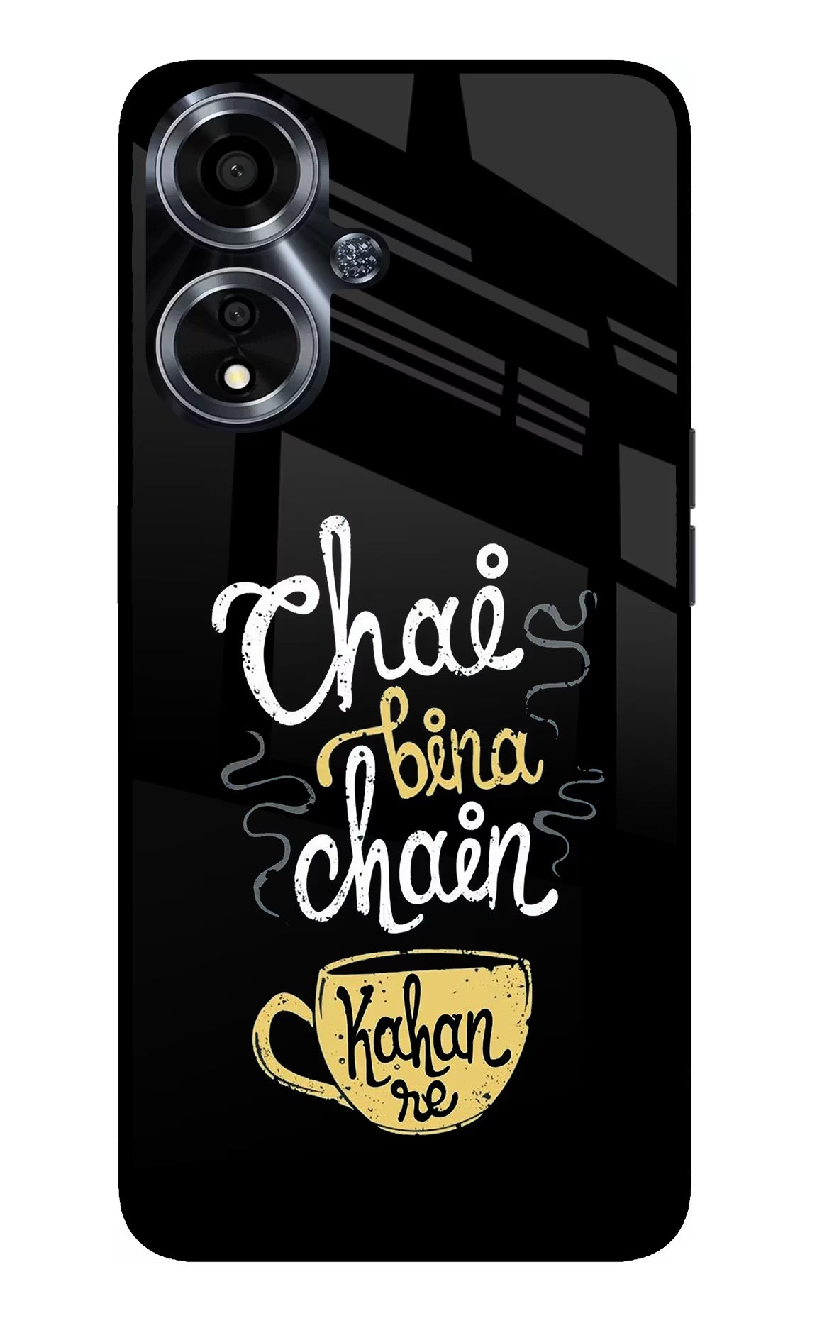 Chai Bina Chain Kaha Re Oppo A59 5G Glass Case Back Cover by Casekaro