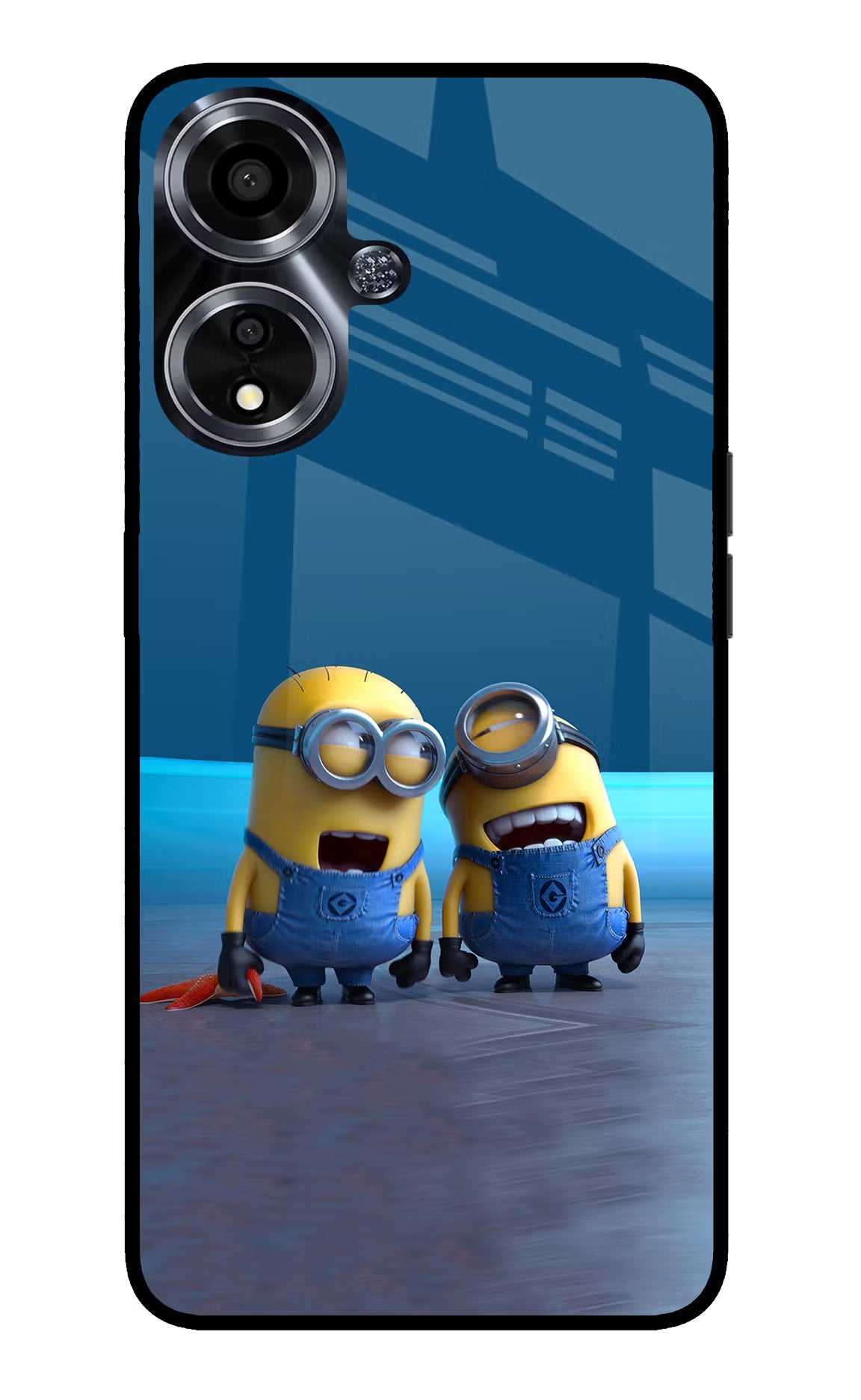 Minion Laughing Oppo A59 5G Glass Case Back Cover by Casekaro
