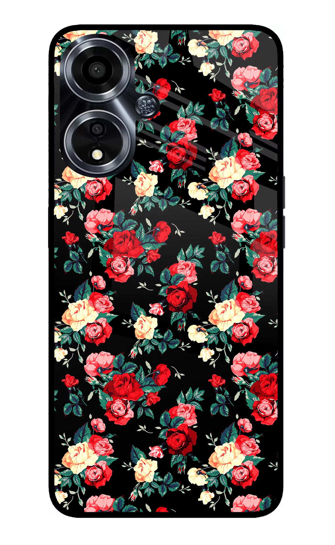 Rose Pattern Oppo A59 5G Glass Case