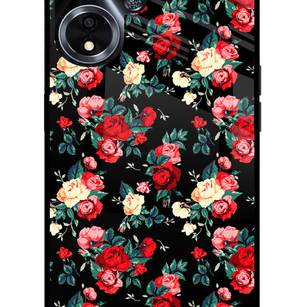 Rose Pattern Oppo A59 5G Glass Case Back Cover by Casekaro