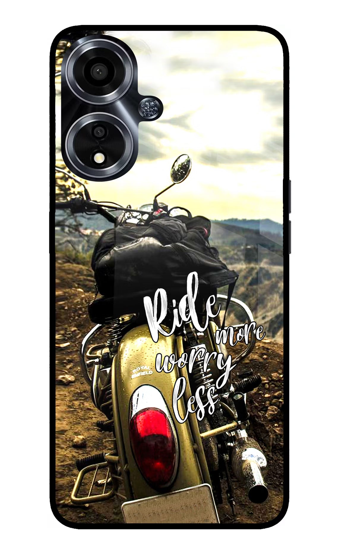 Ride More Worry Less Oppo A59 5G Glass Case Back Cover by Casekaro