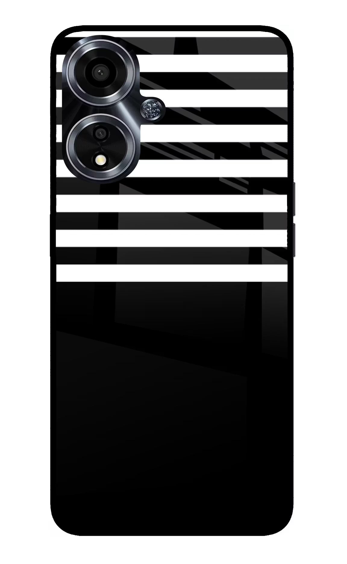 Black and White Print Oppo A59 5G Glass Case Back Cover by Casekaro