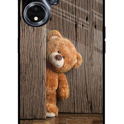 Teddy Wooden Oppo A59 5G Glass Case Back Cover by Casekaro