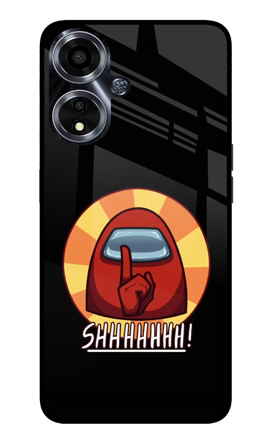 Among Us Shhh! Oppo A59 5G Glass Case Back Cover by Casekaro