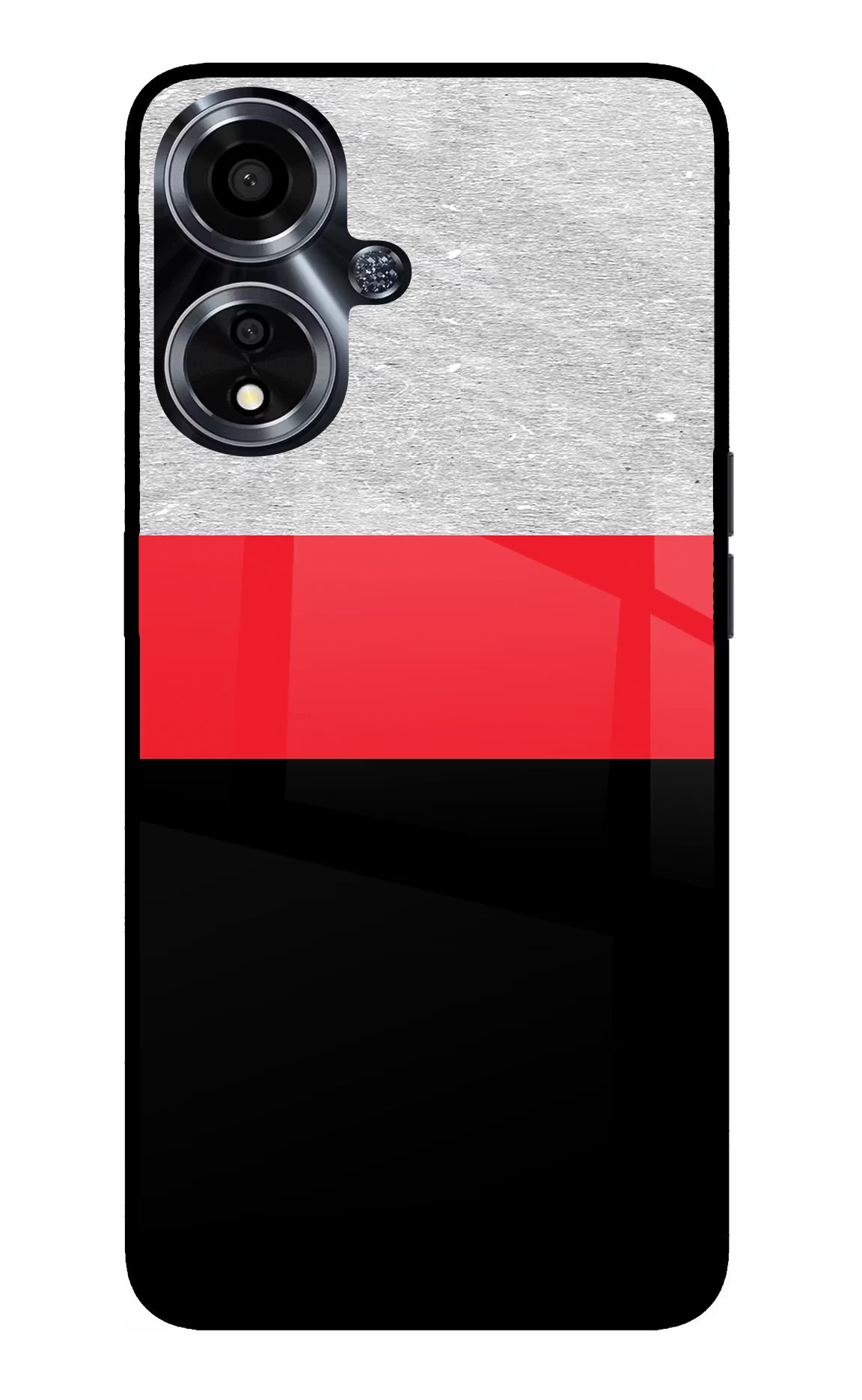 Tri Color Pattern Oppo A59 5G Glass Case Back Cover by Casekaro