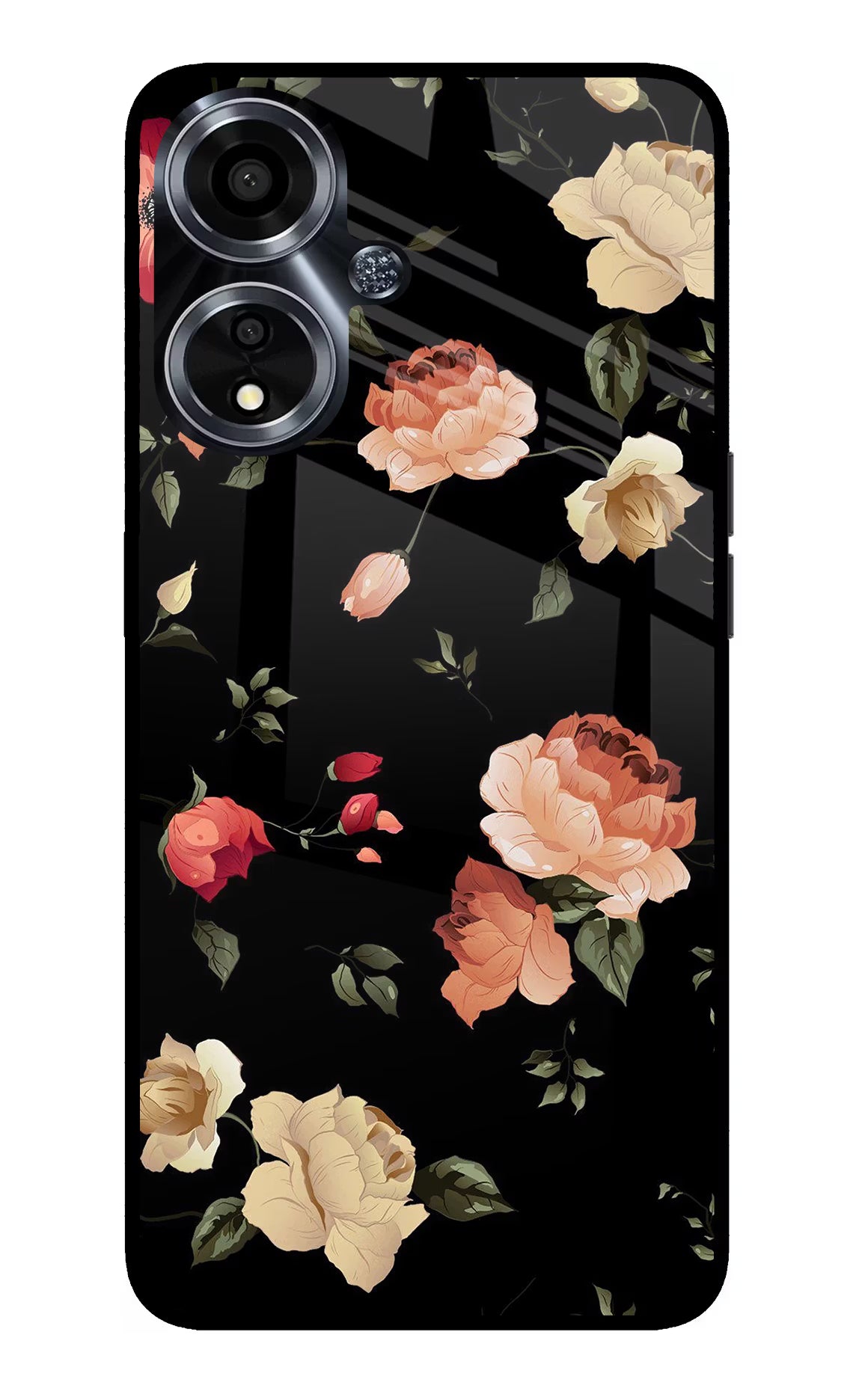 Flowers Oppo A59 5G Glass Case Back Cover by Casekaro