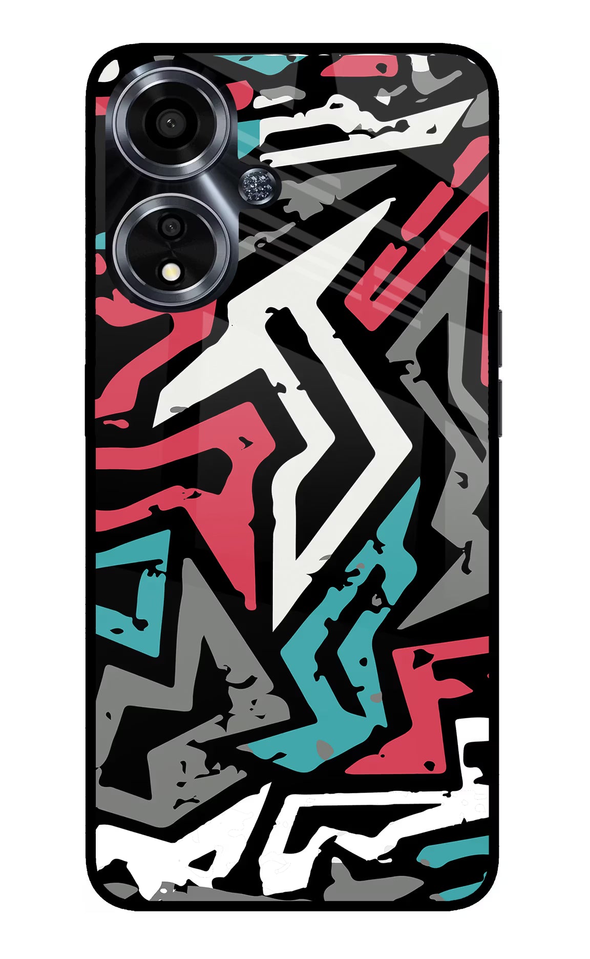 Geometric Graffiti Oppo A59 5G Glass Case Back Cover by Casekaro