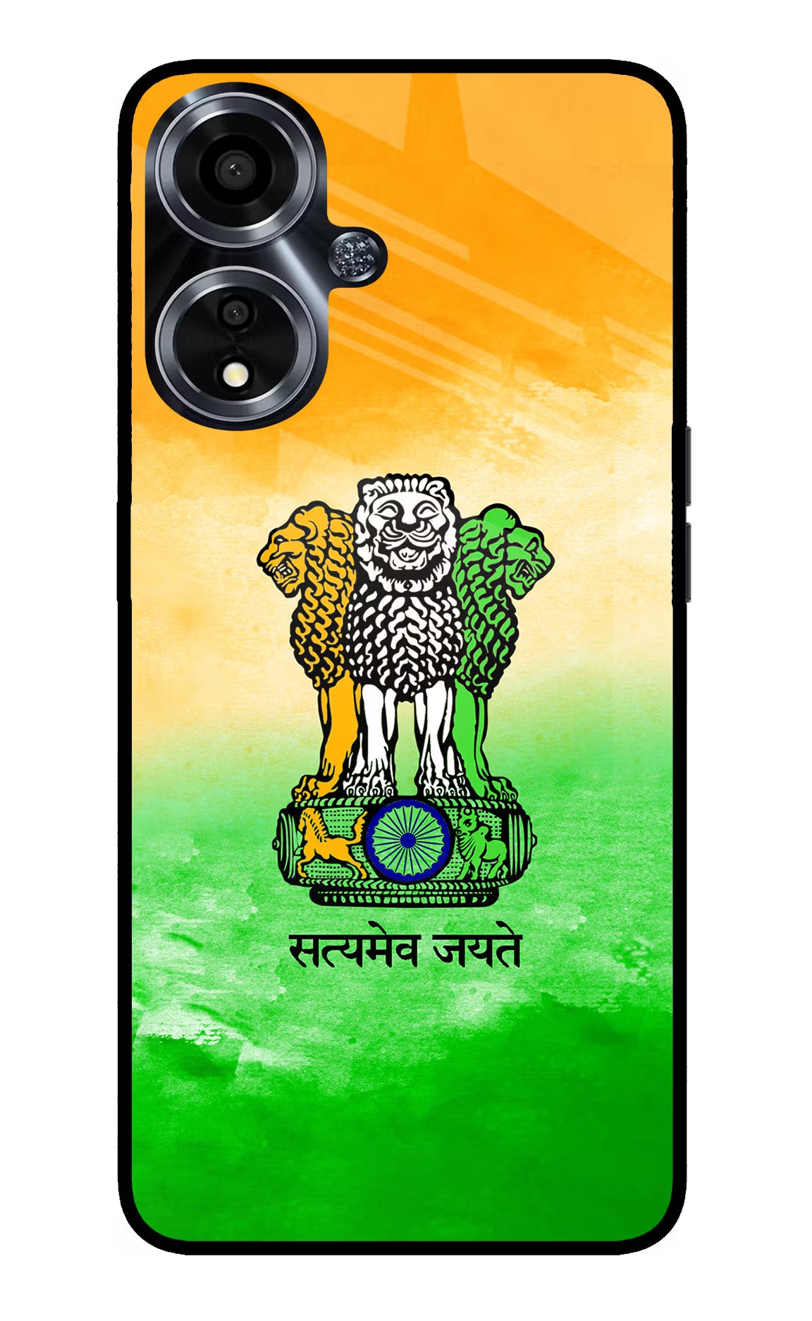 Satyamev Jayate Flag Oppo A59 5G Glass Case Back Cover by Casekaro
