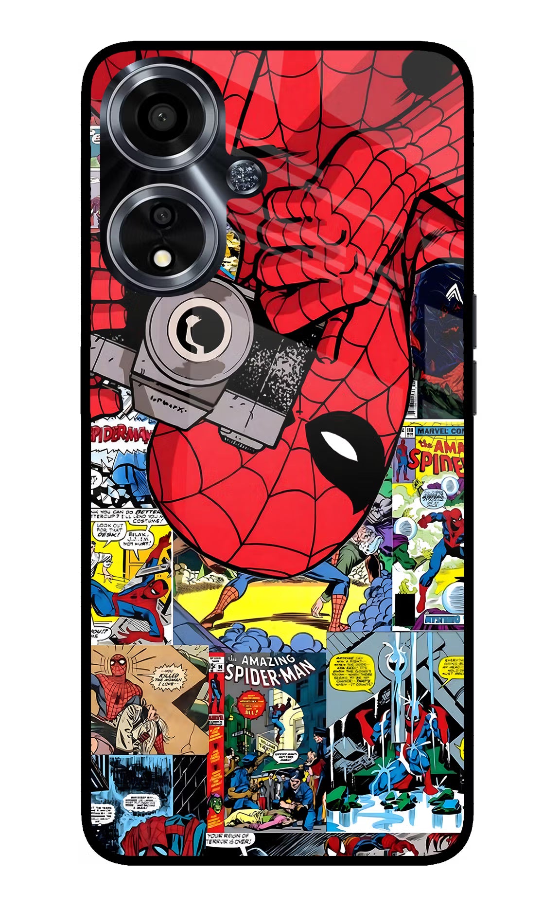 Spider Man Oppo A59 5G Glass Case Back Cover by Casekaro