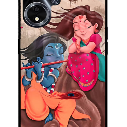 Radhe Krishna Oppo A59 5G Glass Case Back Cover by Casekaro