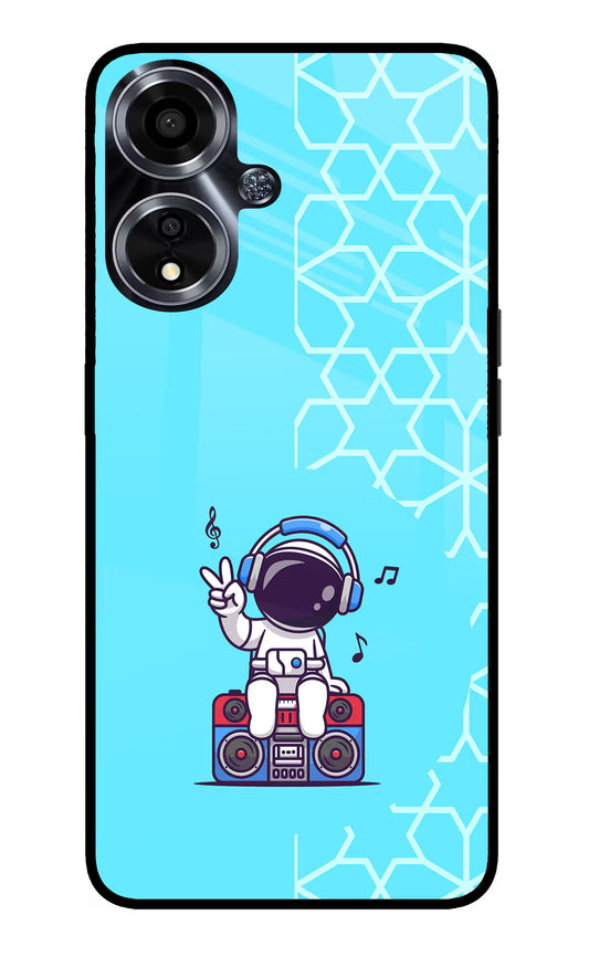 Cute Astronaut Chilling Oppo A59 5G Glass Case