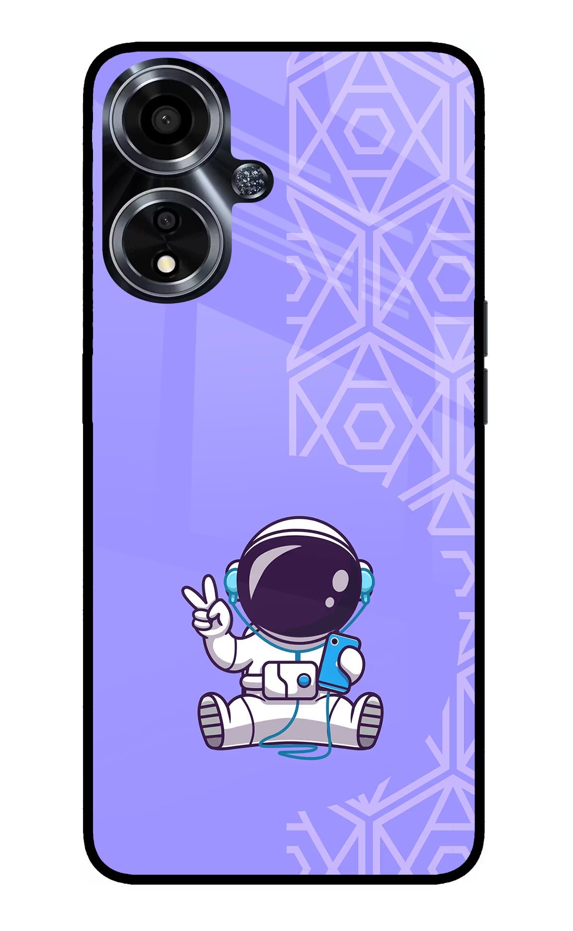 Cute Astronaut Chilling Oppo A59 5G Glass Case Back Cover by Casekaro