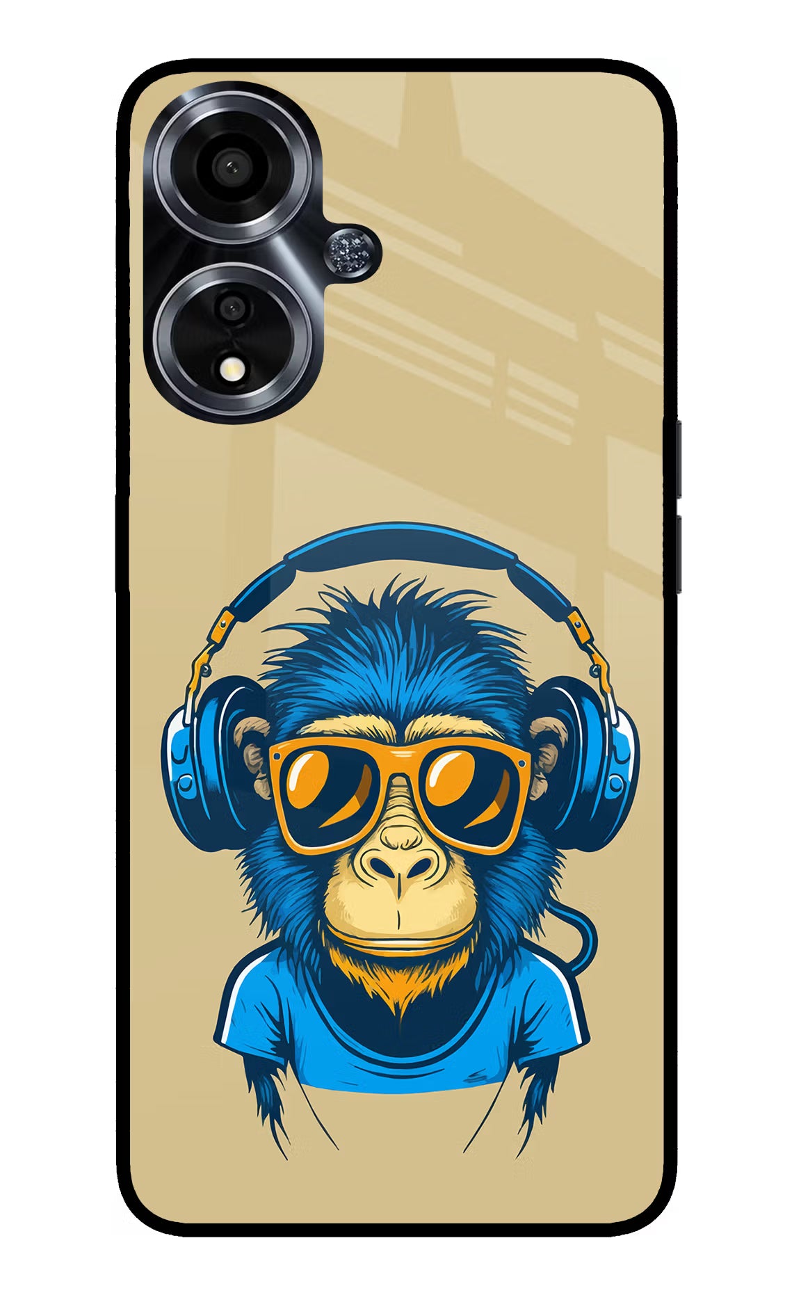 Monkey Headphone Oppo A59 5G Glass Case Back Cover by Casekaro