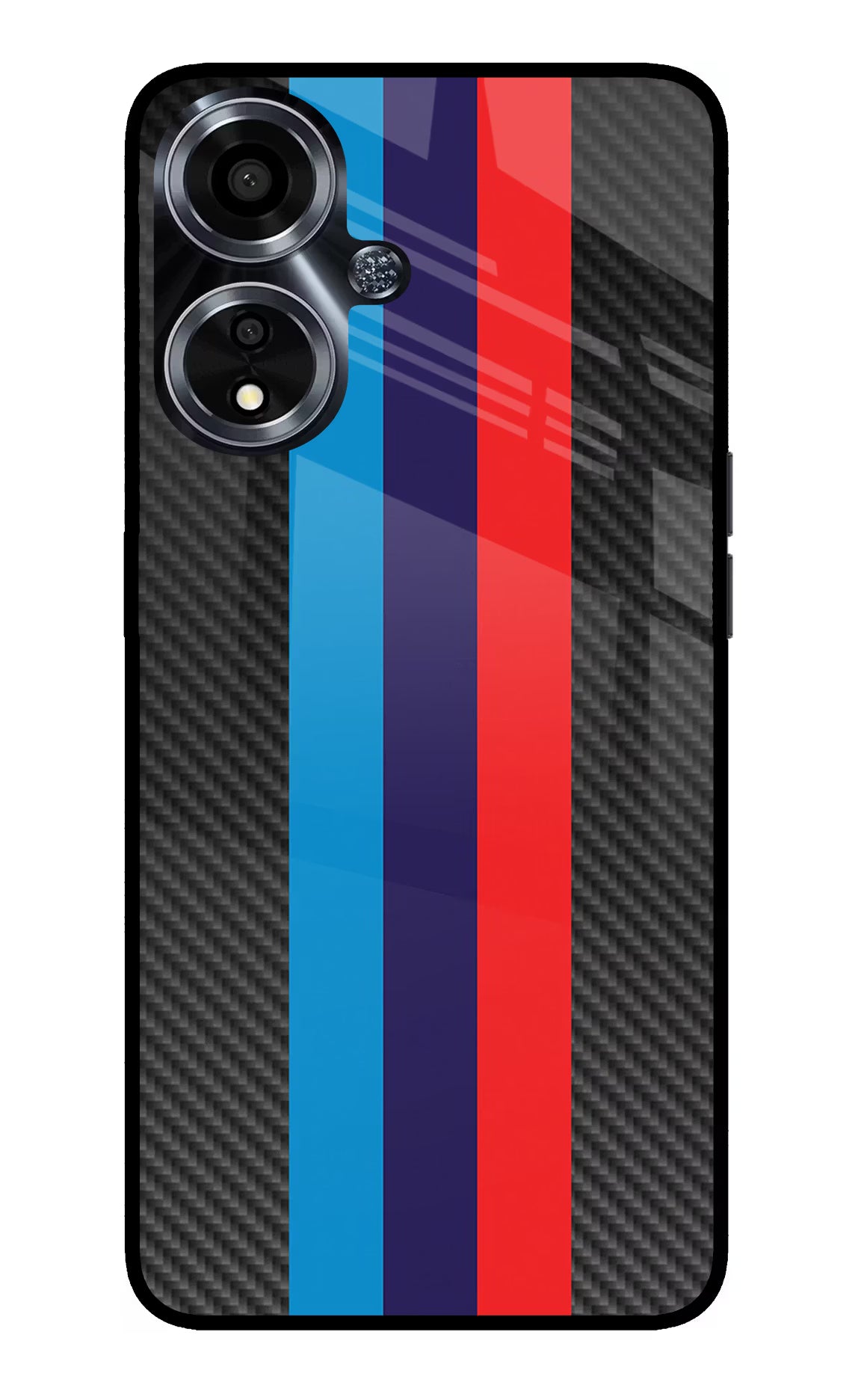 BMW Stripes Pattern Oppo A59 5G Glass Case Back Cover by Casekaro