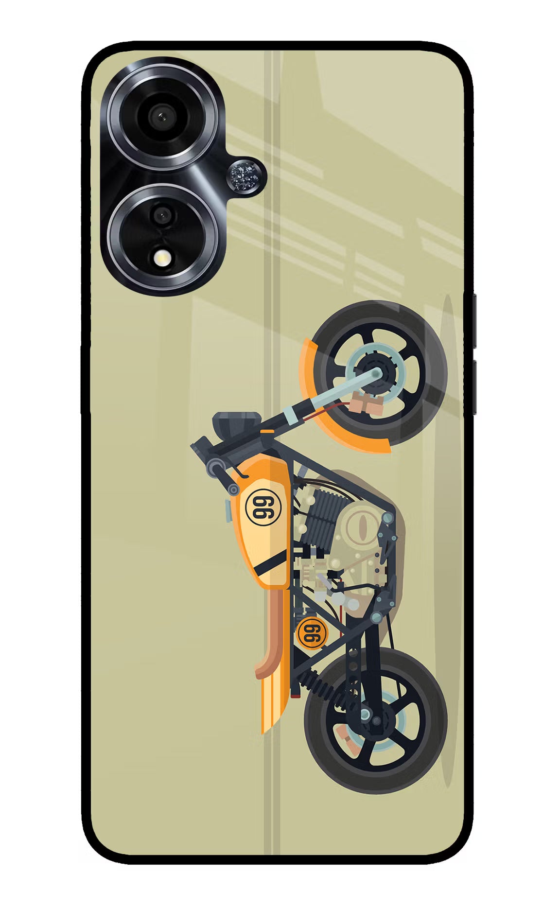 Vertical Speedster Oppo A59 5G Glass Case Back Cover by Casekaro