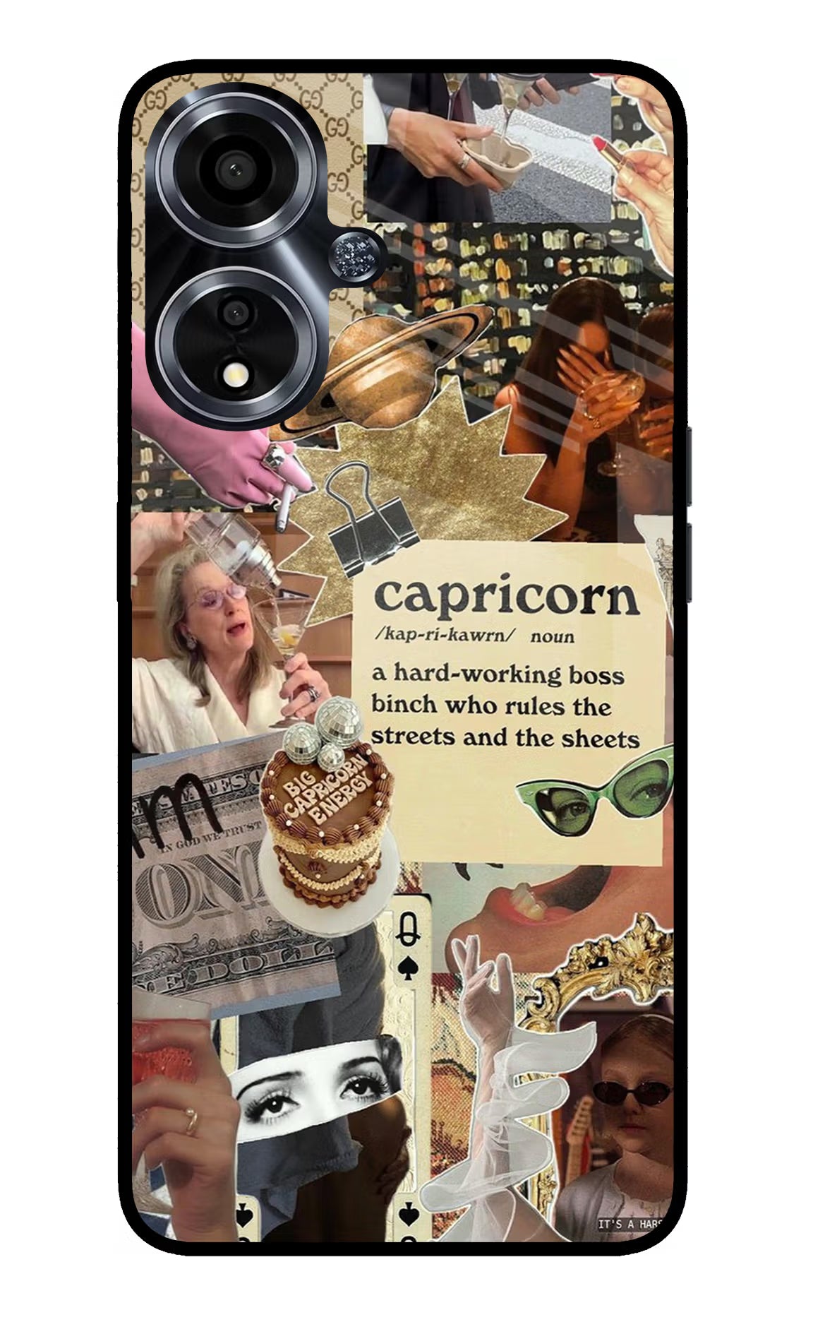 Capricorn Zodiac Oppo A59 5G Glass Case Back Cover by Casekaro