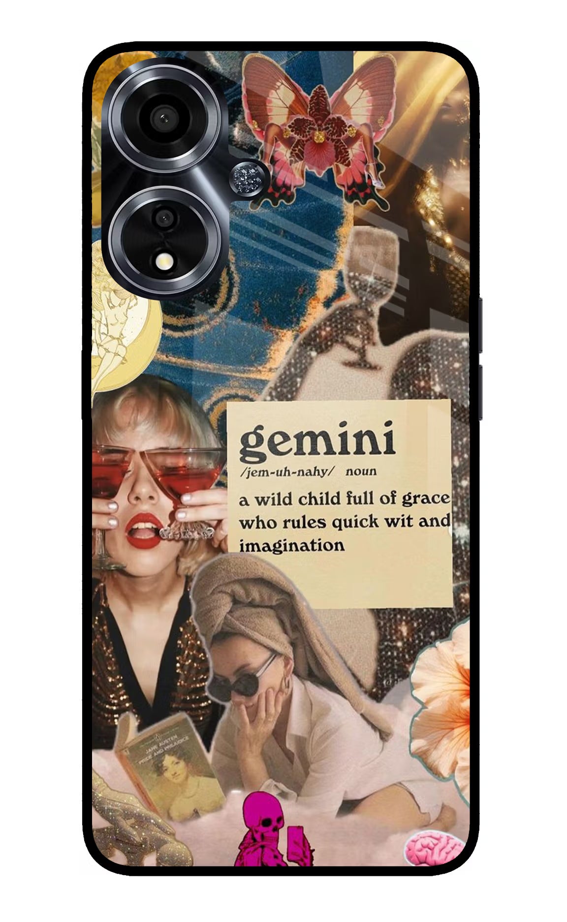 Gemini Zodiac Oppo A59 5G Glass Case Back Cover by Casekaro