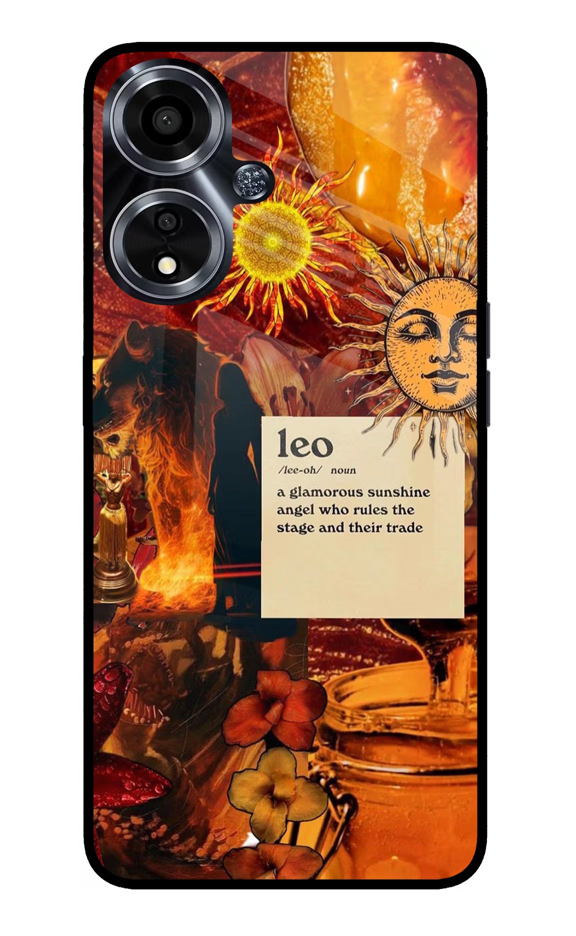 Leo Zodiac Oppo A59 5G Glass Case Back Cover by Casekaro