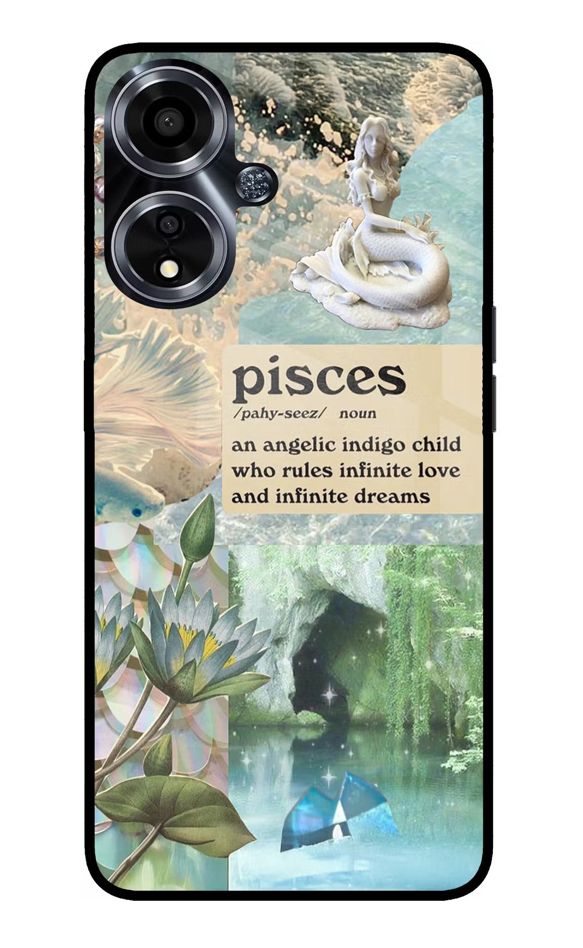 Pisces Zodiac Oppo A59 5G Glass Case Back Cover by Casekaro