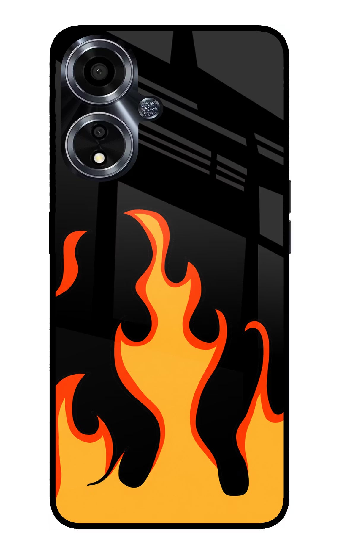 Fired Up – Black Oppo A59 5G Glass Case Back Cover by Casekaro