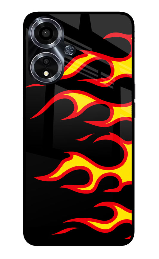 Side Sweep Flames Oppo A59 5G Glass Case