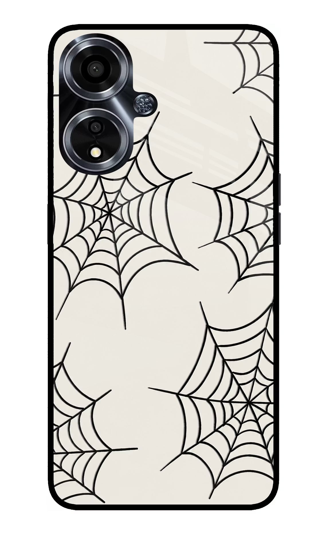 Spider Web Oppo A59 5G Glass Case Back Cover by Casekaro
