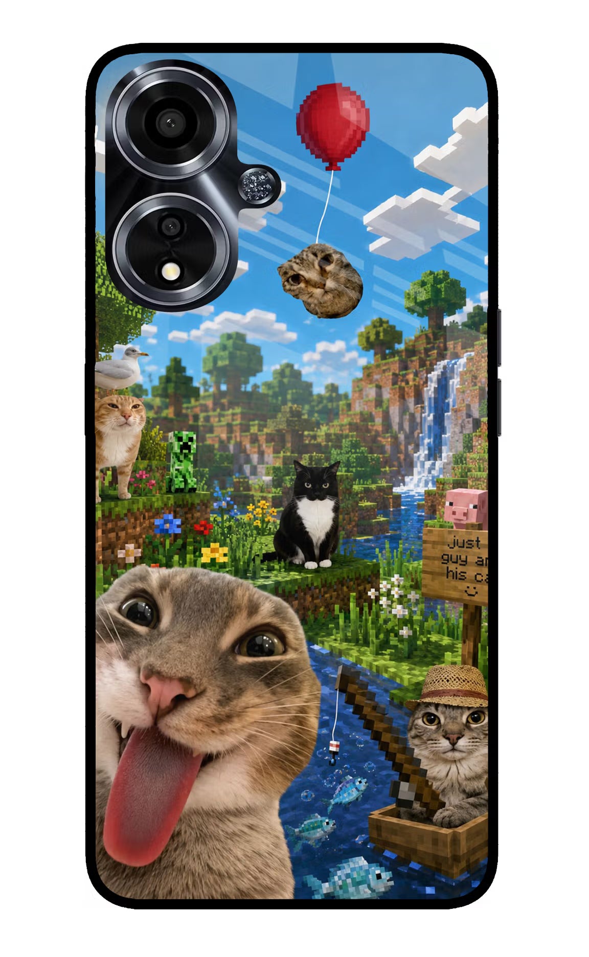 Minecraft Cat Chaos Oppo A59 5G Glass Case