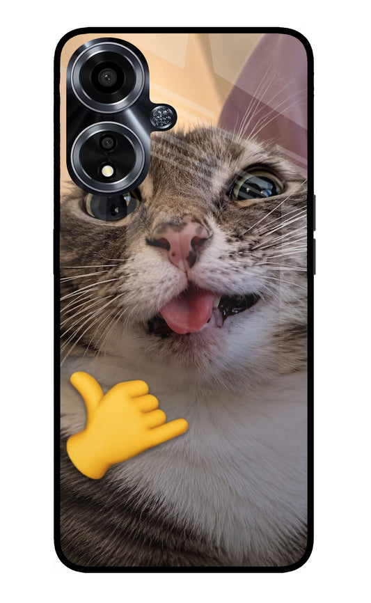 Silly Cat Call Oppo A59 5G Glass Case
