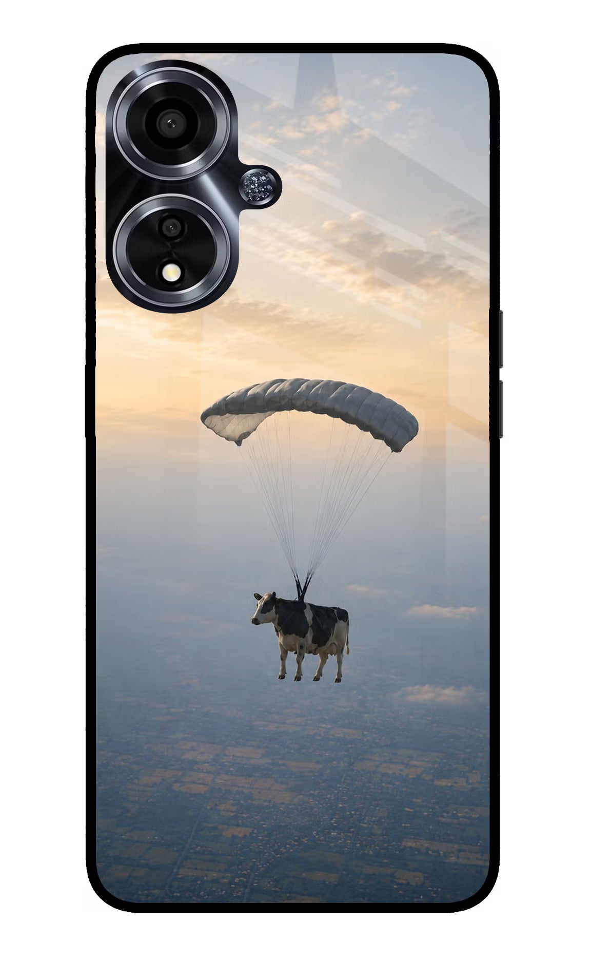 Skydiving Cow Oppo A59 5G Glass Case