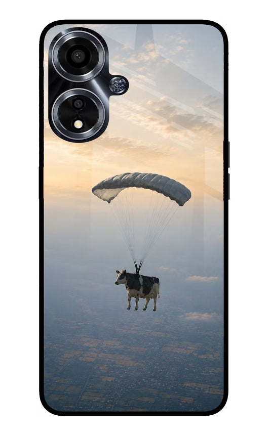 Skydiving Cow Oppo A59 5G Glass Case