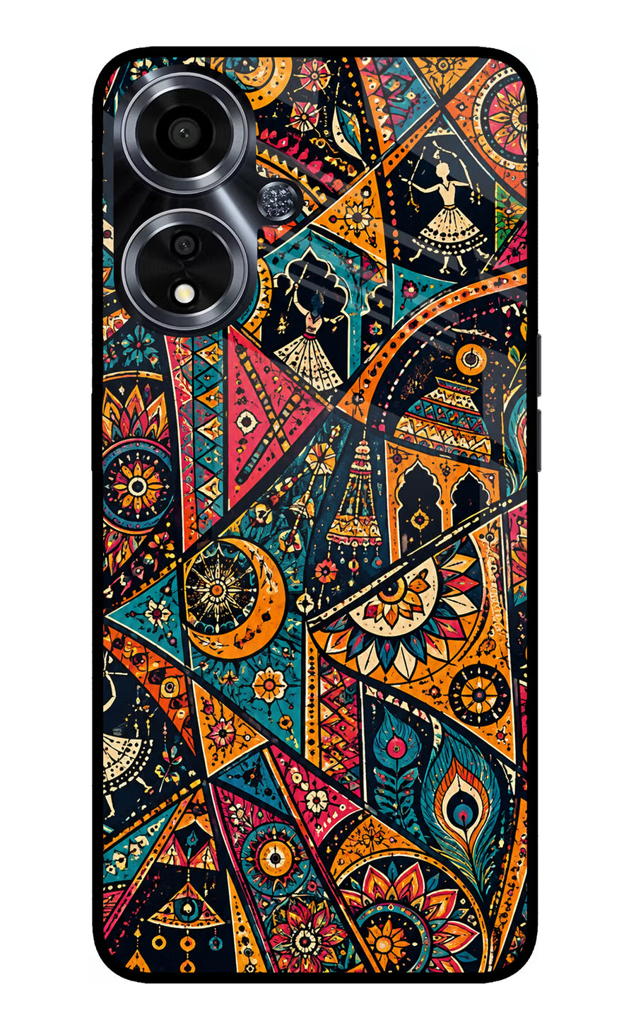 Folk Print Oppo A59 5G Back Cover, Glass case