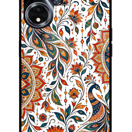 White Mayura Oppo A59 5G Glass Case