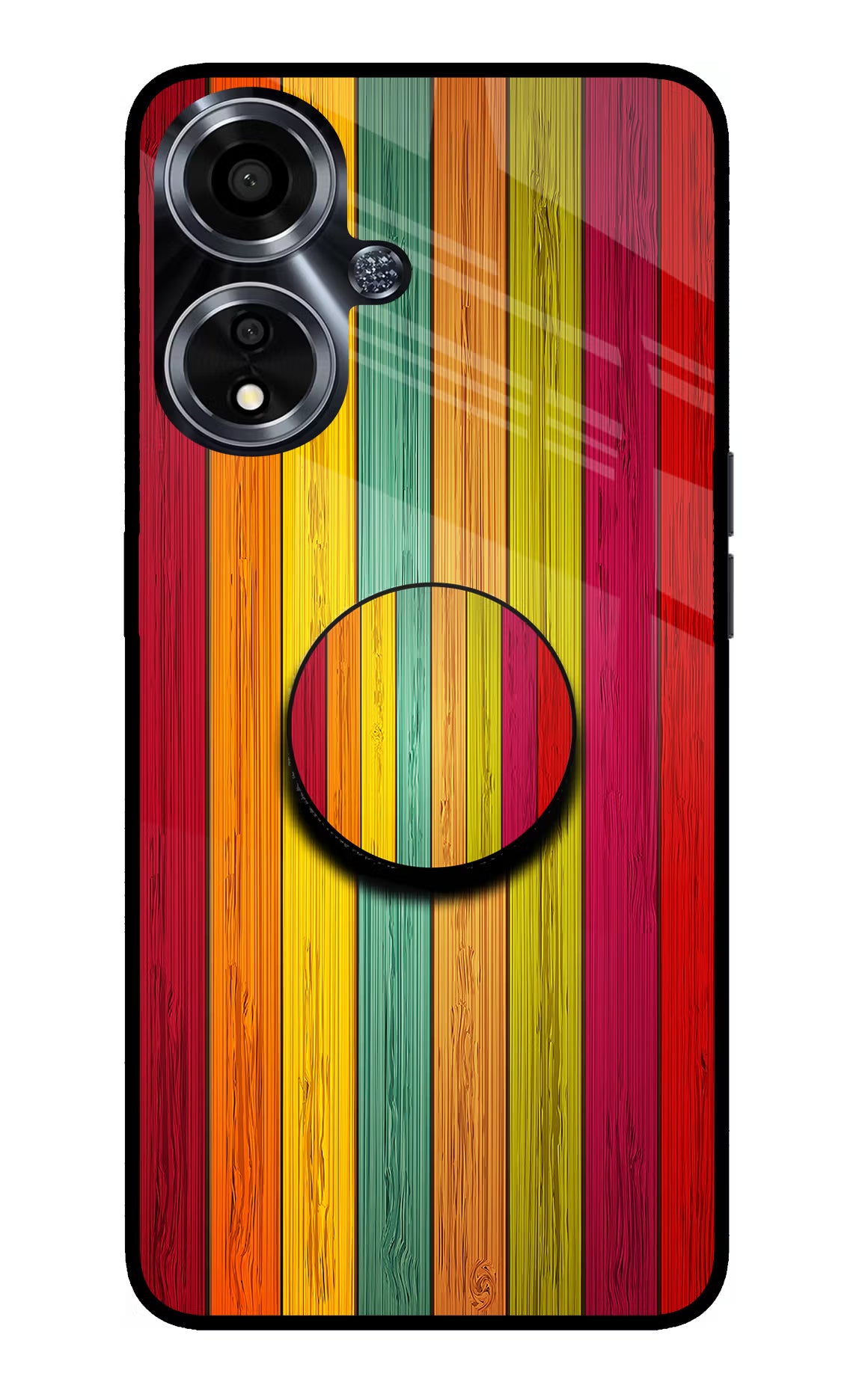 Multicolor Wooden Oppo A59 5G Pop Case by Casekaro