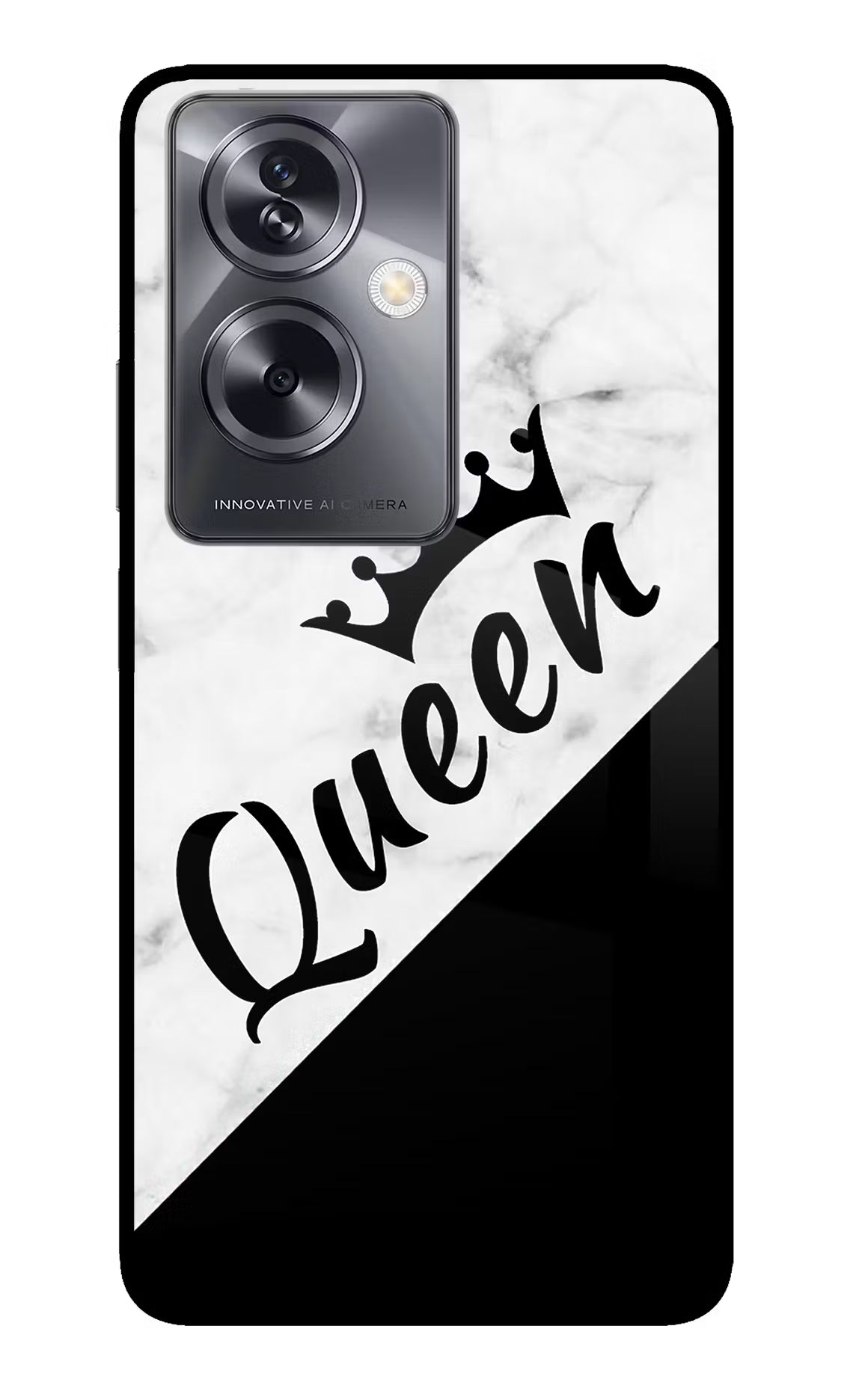 Queen Oppo A79 5G Glass Case Back Cover by Casekaro