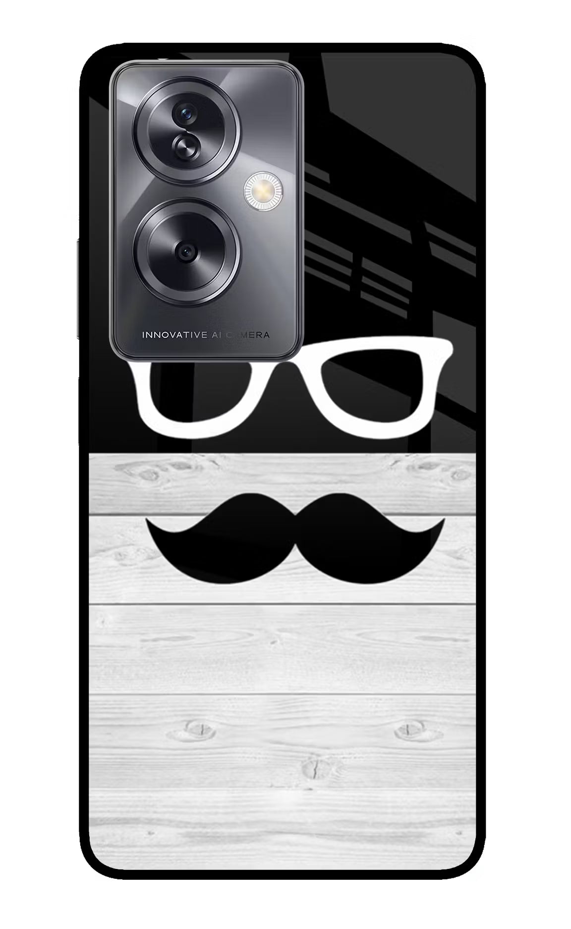 Mustache Oppo A79 5G Glass Case Back Cover by Casekaro