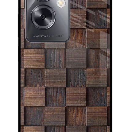Wooden Cube Design Oppo A79 5G Glass Case Back Cover by Casekaro