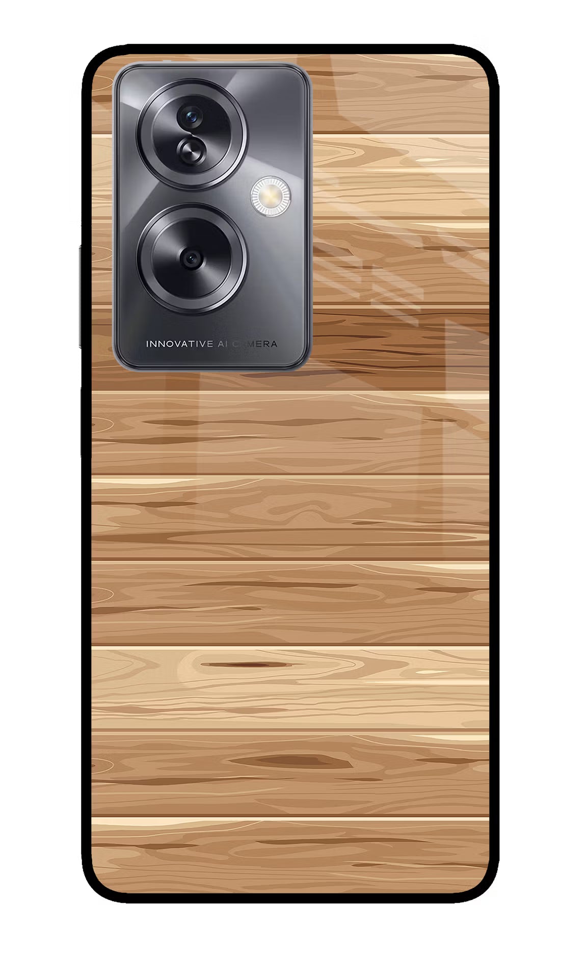 Wooden Vector Oppo A79 5G Glass Case Back Cover by Casekaro